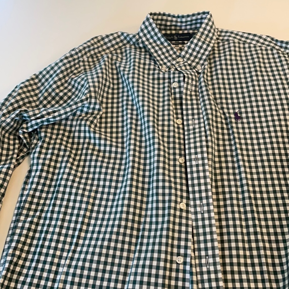Green gingham Ralph Lauren long sleeve button down